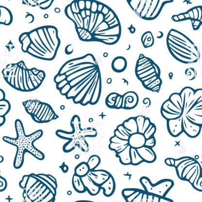 Whimsical Ocean Life Doodle Seamless Pattern