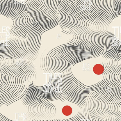 Zen Wave and Red Sun Seamless Pattern